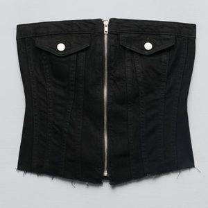 Zara Denim Corsetry Top